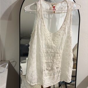 Johnny Was crochet overlay tank top